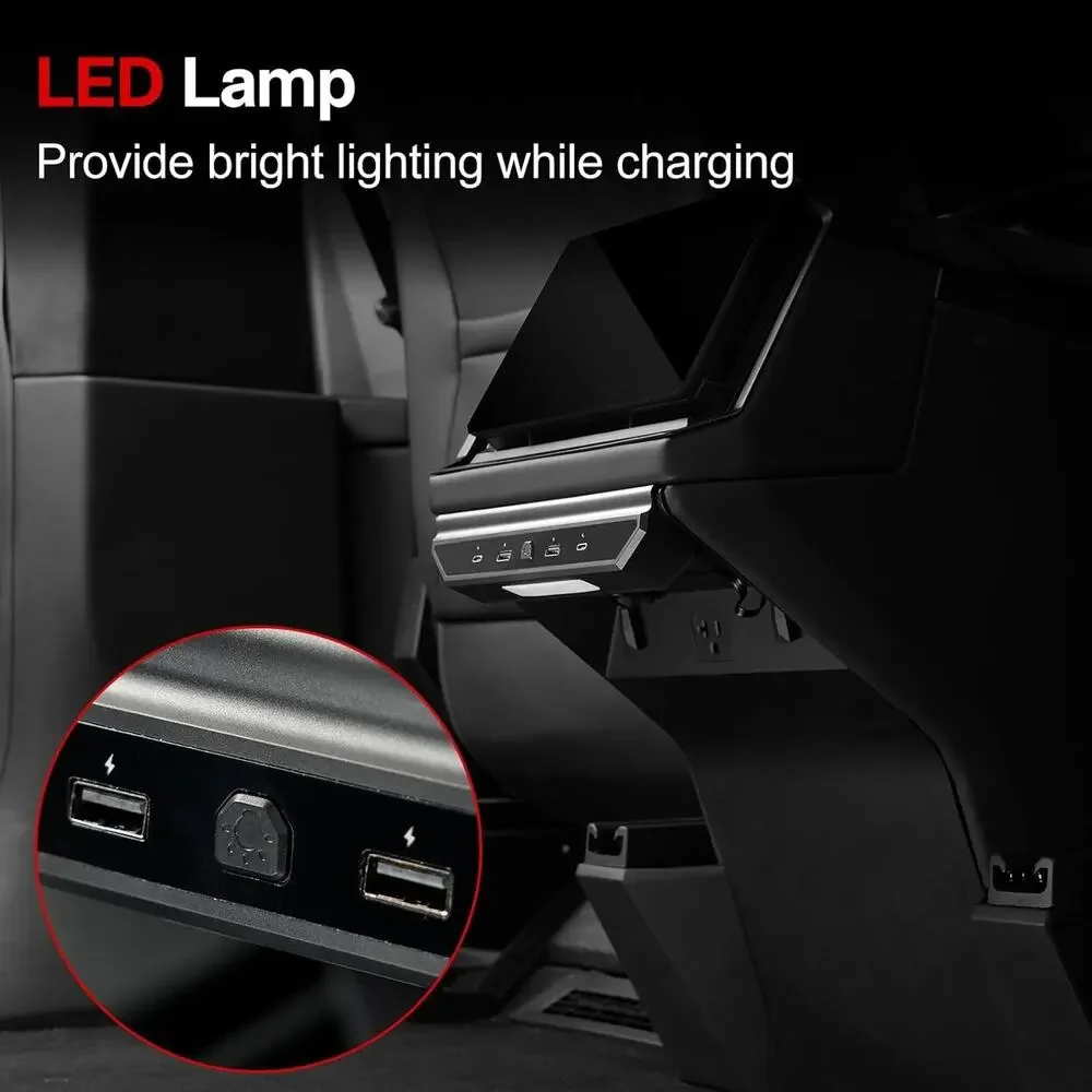 USB Hub, Fast Charging Port Compatible with Tesla Cybertruck 2024 2025